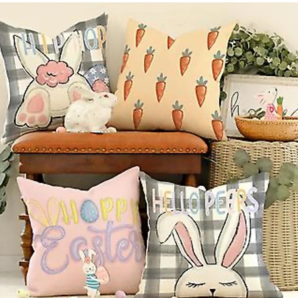 SET OF 4 Easter Spring pillow covers 18X18. NWOT